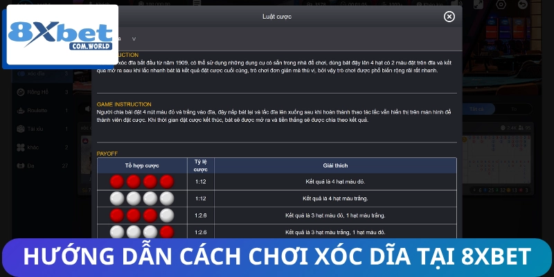 Xóc Đĩa Online - Cược Nhỏ Thắng Lớn, Chơi Cực Đã Tại 8XBET 2 Hướng dẫn chơi xóc dĩa