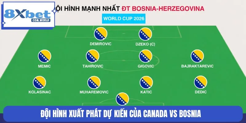 Nhận Định Trận Canada Vs Bosnia World Cup 13/06 02:00 8XBET 2 Đội hình xuất phát dự kiến của hai đội Canada vs Bosnia